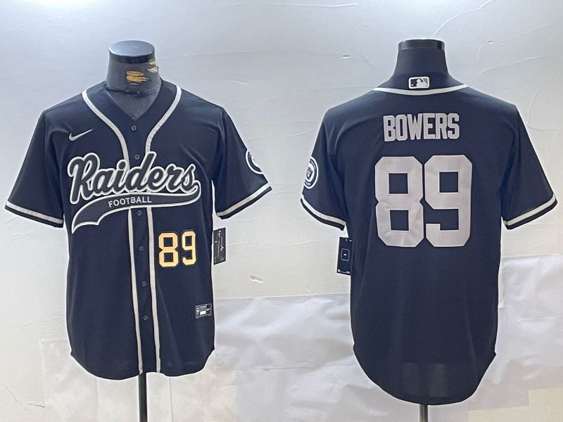 Men Oakland Raiders #89 Bowers Blue Joint Name 2024 Nike Limited NFL Jersey style 2